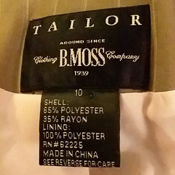 B.Moss fitted lined tan structured pinstripe blazer size 10 - Picture 9 of 10